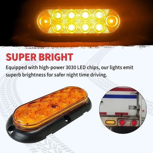 طقم مصابيح LED للمقطورة من الفولاذ مكون من قطعتين - صناديق مبيت المقطورة مع مصابيح خلفية بيضاوية مقاس 6 بوصة وأضواء جانبية مستديرة مقاس 2 بوصة مع موصلات سلكية بحلقة معدنية in Kuwait