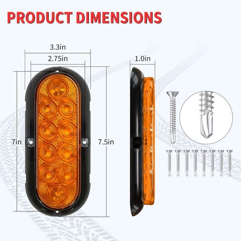 طقم مصابيح LED للمقطورة من الفولاذ مكون من قطعتين - صناديق مبيت المقطورة مع مصابيح خلفية بيضاوية مقاس 6 بوصة وأضواء جانبية مستديرة مقاس 2 بوصة مع موصلات سلكية بحلقة معدنية in Kuwait