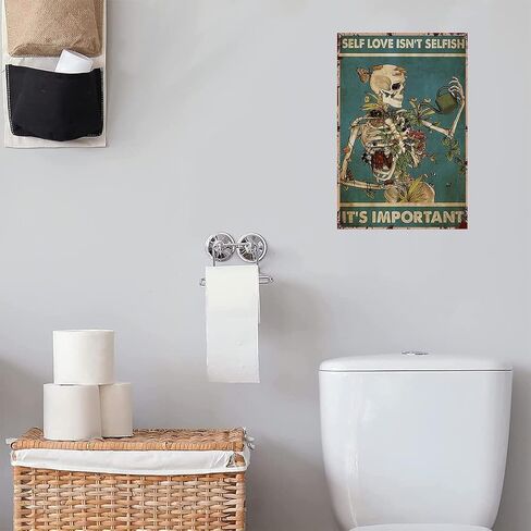 الرجعية القصدير تسجيل المنزل المعادن الصحة العقلية المسائل ملصق الهياكل العظمية الحب الذاتي ليس أنانية إنه ملصق مهم الوشم الجمجمة الألومنيوم جدار الفن ديكور العام 8x12 بوصة in Kuwait