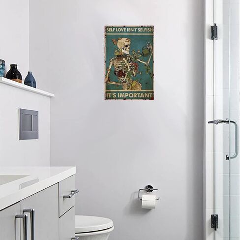 الرجعية القصدير تسجيل المنزل المعادن الصحة العقلية المسائل ملصق الهياكل العظمية الحب الذاتي ليس أنانية إنه ملصق مهم الوشم الجمجمة الألومنيوم جدار الفن ديكور العام 8x12 بوصة in Kuwait