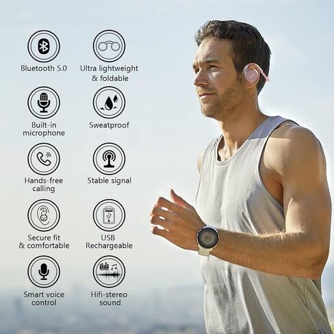 itayak Behind The Head Headphones, Wrap Around Head Small Bluetooth Headphones Lightweight Foldable Wireless Sports Sweatproof Headset with Microphone & Carrying Case in Saudi Arabia