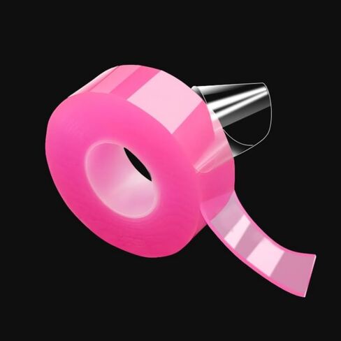 Double Sided Tape Heavy Duty,Nano Double Sided Tape,Removable Clear Mounting Tape,Sticky Poster Tape Decor Carpet Tape (1.2 Inch/10 Feet) (Pink) in Saudi Arabia