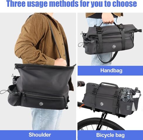 qychhj حقيبة رف الدراجة 7-10l واسعة الفم دراجة الجذع حقيبة خلفية للماء دراجة سرج أكياس السلة مع حزام الكتف، أكياس سرج الدراجة للرف الخلفي السلة الملحقات أكياس التخزين in Kuwait