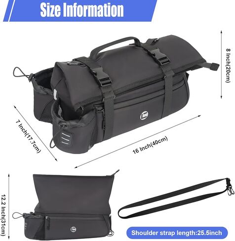 qychhj حقيبة رف الدراجة 7-10l واسعة الفم دراجة الجذع حقيبة خلفية للماء دراجة سرج أكياس السلة مع حزام الكتف، أكياس سرج الدراجة للرف الخلفي السلة الملحقات أكياس التخزين in Kuwait