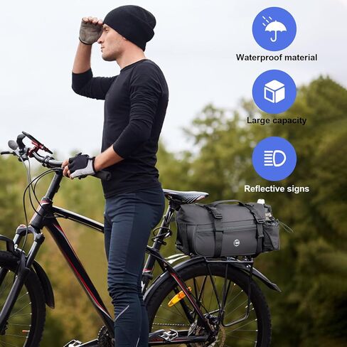 qychhj حقيبة رف الدراجة 7-10l واسعة الفم دراجة الجذع حقيبة خلفية للماء دراجة سرج أكياس السلة مع حزام الكتف، أكياس سرج الدراجة للرف الخلفي السلة الملحقات أكياس التخزين in Kuwait