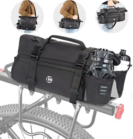 qychhj حقيبة رف الدراجة 7-10l واسعة الفم دراجة الجذع حقيبة خلفية للماء دراجة سرج أكياس السلة مع حزام الكتف، أكياس سرج الدراجة للرف الخلفي السلة الملحقات أكياس التخزين in Kuwait