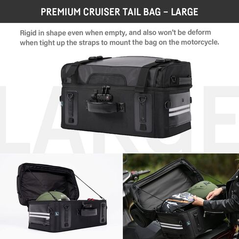 Niche Cruiser Tail Bag, Waterproof Motorcycle Rear Seat Bag with TSA-Number Lock, Travel Luggage with Quick-Release Buckle and Zipper Closure- 44L (NMO-2306) in Saudi Arabia