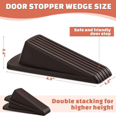 Frienda 36 Pcs Door Stoppers Bulk for Bottom of Door Rubber Door Wedge Stop Height up to 1.2 Inches Sturdy Door Stop Bulk for Heavy Duty Door Bottom Carpet Tile Concrete Wooden Floor (Black) in Saudi Arabia