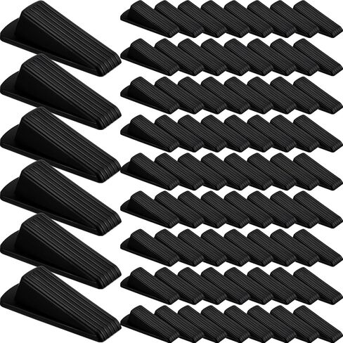 Frienda 36 Pcs Door Stoppers Bulk for Bottom of Door Rubber Door Wedge Stop Height up to 1.2 Inches Sturdy Door Stop Bulk for Heavy Duty Door Bottom Carpet Tile Concrete Wooden Floor (Black) in Saudi Arabia
