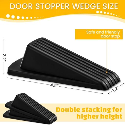 Frienda 36 Pcs Door Stoppers Bulk for Bottom of Door Rubber Door Wedge Stop Height up to 1.2 Inches Sturdy Door Stop Bulk for Heavy Duty Door Bottom Carpet Tile Concrete Wooden Floor (Black) in Saudi Arabia