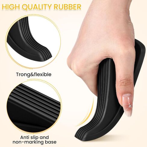 Frienda 36 Pcs Door Stoppers Bulk for Bottom of Door Rubber Door Wedge Stop Height up to 1.2 Inches Sturdy Door Stop Bulk for Heavy Duty Door Bottom Carpet Tile Concrete Wooden Floor (Black) in Saudi Arabia