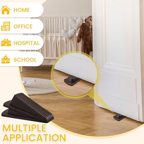 Frienda 36 Pcs Door Stoppers Bulk for Bottom of Door Rubber Door Wedge Stop Height up to 1.2 Inches Sturdy Door Stop Bulk for Heavy Duty Door Bottom Carpet Tile Concrete Wooden Floor (Black) in Saudi Arabia