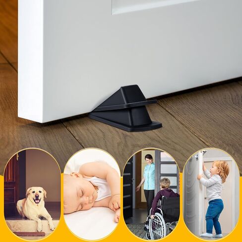 Frienda 36 Pcs Door Stoppers Bulk for Bottom of Door Rubber Door Wedge Stop Height up to 1.2 Inches Sturdy Door Stop Bulk for Heavy Duty Door Bottom Carpet Tile Concrete Wooden Floor (Black) in Saudi Arabia