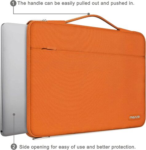 حقيبة كمبيوتر محمول واقية MOSISO 360 متوافقة مع MacBook Air/Pro، 13-13.3 بوصة، متوافقة مع MacBook Pro 14 بوصة M3 M2 M1 Chip Pro Max 2023-2021، حقيبة بوليستر مع حزام، أسود in Kuwait