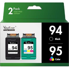 Valuetoner Remanufactured Ink Cartridges Replacement for HP 94 & 95 C9354BN C8765WN C8766WN for Officejet 150 100 H470 9800 7310 7210, Deskjet 460, PSC 1610 2355, 2 Pack (1 Black, 1 Tri-Color)