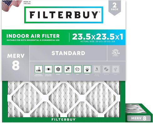 Filterbuy 17x20x1 Air Filter MERV 8 Dust Defense (2-Pack), Pleated HVAC AC Furnace Air Filters Replacement (Actual Size: 16.50 x 19.50 x 0.75 Inches) in Saudi Arabia