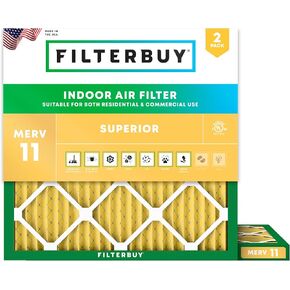 Filterbuy 18x18x1 Air Filter MERV 11 Allergen Defense (2-Pack), Pleated HVAC AC Furnace Air Filters Replacement (Actual Size: 17.50 x 17.50 x 0.75 Inches)