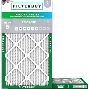 Filterbuy 16x32x1 Air Filter MERV 8 Dust Defense (2-Pack), Pleated HVAC AC Furnace Air Filters Replacement (Actual Size: 15.50 x 31.50 x 0.75 Inches)
