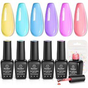 beetles Gel Polish Nail Set 6 Colors Romantic Garden Collection Pink Purple Glitter Milky White Soak Off Led Lamp Cured Diy Manicure Kit