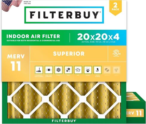 فلتر الهواء 14x30x1 من MERV 11 للحماية من الحساسية (2 حزمة)، استبدال مرشحات الهواء الفرن HVAC المطوية (الحجم الفعلي: 13.69 x 29.69 x 0.75 بوصة) in Kuwait