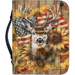 Horse Flowers Print Bible Covers for Women Men PU Leather Bible Bag Bible Carrying Case Bible Protective Bible Hand Bag with Handle Bible Accessories, M