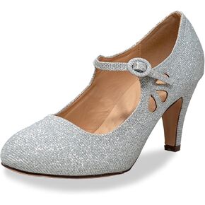 Chase & Chloe Kimmy-21 Women's Round Toe Pierced Mid Heel Mary Jane Style Dress Pumps
