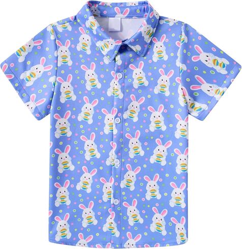 RAISEVERN Boys Hawaiian Shirts Button Down Short Sleeve Cute Summer Beach Aloha Shirt for Toddler Luau Holiday (2-10T) in Saudi Arabia