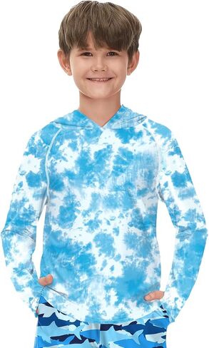 BesserBay Boys Sun Protection Hooded Long Sleeve Rashguard Shirt 1-14 Years in Kuwait