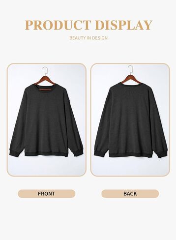Eytino Women Plus Size Sweatshirts Long Sleeve Crew Neck Casual Oversized Soft Pullover Tops Shirts(1X-5X) in Kuwait