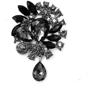 Axmerdal Wedding Bridal Big Crystal Rhinestone Bouquet Brooch Pin for Women (pink)