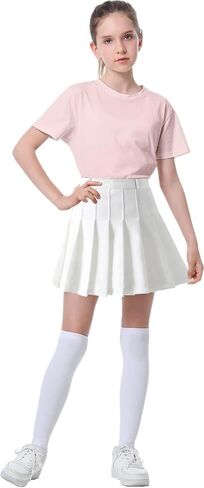 Women's High Waisted Pleated Skater Tennis School A-Line Skirt Uniform Skirts with Lining Shorts White, US L in Saudi Arabia