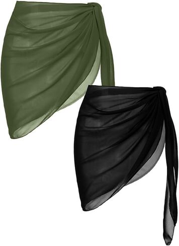 Ekouaer 2 قطعة Sarong Coverups للنساء الشاطئ تنورة ملفوفة من الشيفون ملابس السباحة التستر لملابس السباحة S-XXL in Saudi Arabia