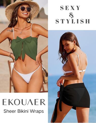Ekouaer 2 قطعة Sarong Coverups للنساء الشاطئ تنورة ملفوفة من الشيفون ملابس السباحة التستر لملابس السباحة S-XXL in Saudi Arabia
