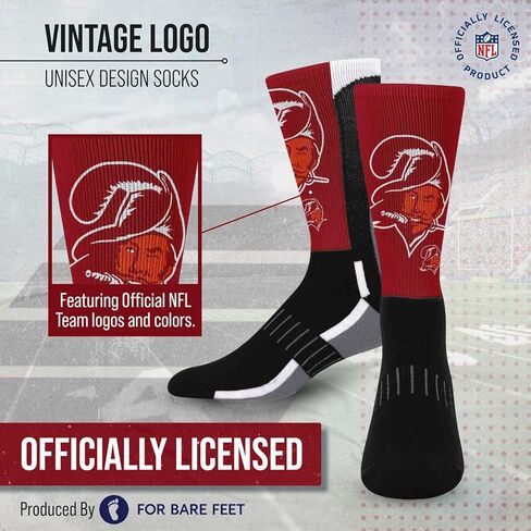 FBF NFL Youth V Curve Socks - Machine Washable - Poly-spandex blend - Perfect Fit and Durability for Active Young Athletes (Tampa Bay Buccaneers - Black) in Kuwait