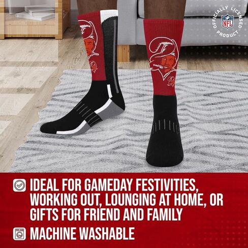 FBF NFL Youth V Curve Socks - Machine Washable - Poly-spandex blend - Perfect Fit and Durability for Active Young Athletes (Tampa Bay Buccaneers - Black) in Kuwait