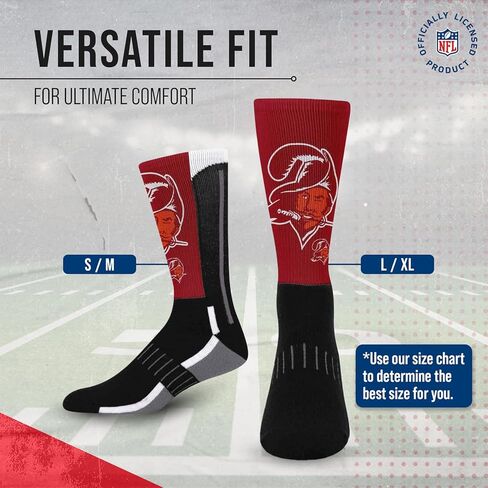 FBF NFL Youth V Curve Socks - Machine Washable - Poly-spandex blend - Perfect Fit and Durability for Active Young Athletes (Tampa Bay Buccaneers - Black) in Kuwait