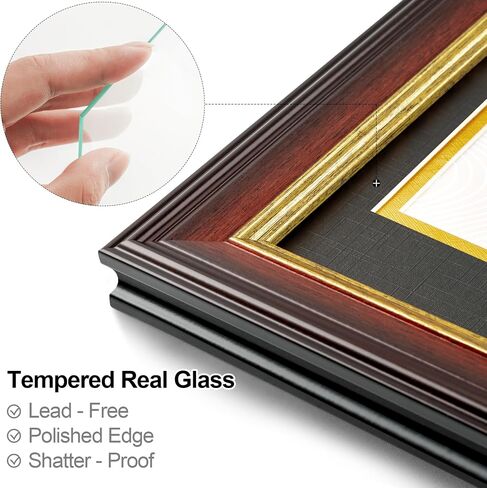 إطار دبلوم Yaetm مقاس 11 × 14 مع حصيرة زرقاء مقاس 8.5 × 11 - إطار وثيقة من خشب الجوز مع حصائر زرقاء فوق ذهبية خالية من الأحماض، وإطارات دبلوم 8.5 × 11 مع زجاج مقسى، وإطار شهادة (3 عبوات، جوز/أزرق) in Kuwait