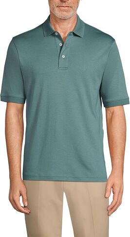 Lands' End Mens Short Sleeve Supima Polo Black Regular X-Large in Saudi Arabia