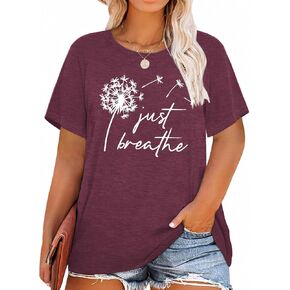 Womens Plus Size Dandelion Print Tshirt Cute Graphic Floral Tees Short Sleeve Summer Blessed Tee Tops