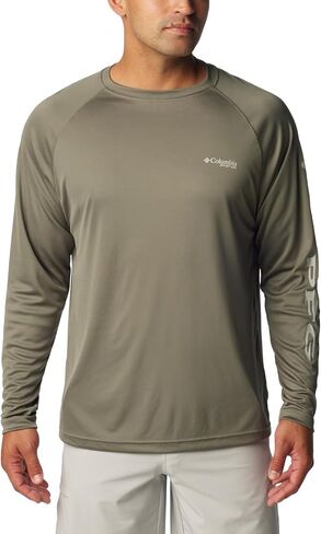 Columbia Men's Terminal Tackle Long Sleeve Shirt, Cool Grey, Vivid Blue Logo, 3X/Tall in Saudi Arabia