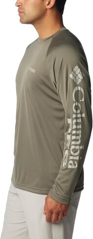 Columbia Men's Terminal Tackle Long Sleeve Shirt, Cool Grey, Vivid Blue Logo, 3X/Tall in Saudi Arabia