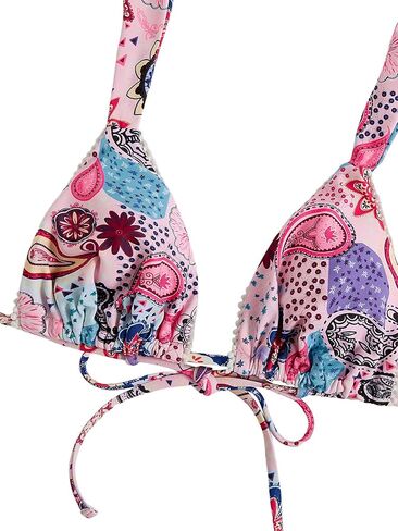 Women's High Waisted Bikini Set Floral Print Spaghetti Strap Smocked Wireless Bathing Suit Swimsuit 2 Piece Set in Kuwait