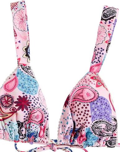 Women's High Waisted Bikini Set Floral Print Spaghetti Strap Smocked Wireless Bathing Suit Swimsuit 2 Piece Set in Kuwait