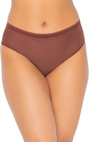 Curvy Couture Women's Sheer Mesh High Cut Brief Panty, Vintage Blue in Kuwait