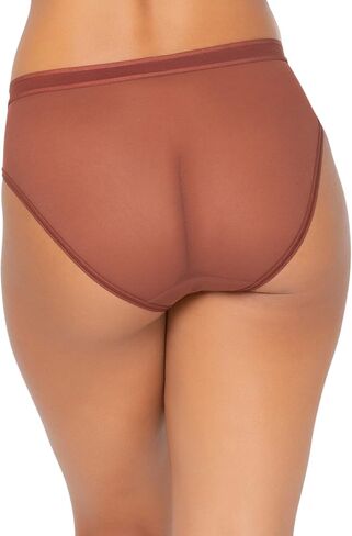 Curvy Couture Women's Sheer Mesh High Cut Brief Panty, Vintage Blue in Kuwait