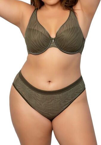 Curvy Couture Women's Sheer Mesh High Cut Brief Panty, Vintage Blue in Kuwait
