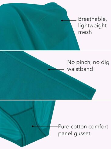 Curvy Couture Women's Sheer Mesh High Cut Brief Panty, Vintage Blue in Kuwait