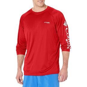 Columbia Men's Terminal Tackle Long Sleeve Shirt, Red Spark/White Logo, 4X Big