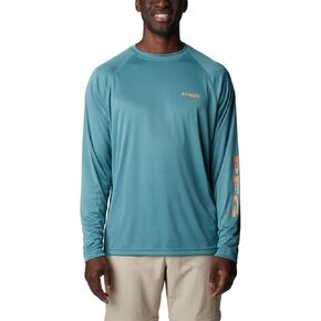 Columbia Men's Terminal Tackle Long Sleeve Shirt, Atoll/White Logo, Large
