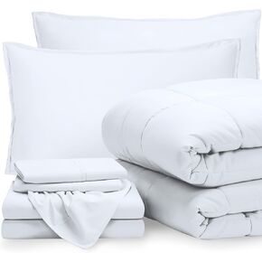 Bare Home Bed-in-A-Bag 5 Piece Comforter & Sheet Set - Twin XL - Goose Down Alternative - Ultra-Soft 1800 Premium Bedding Set (Twin XL, Grey/Light Grey)